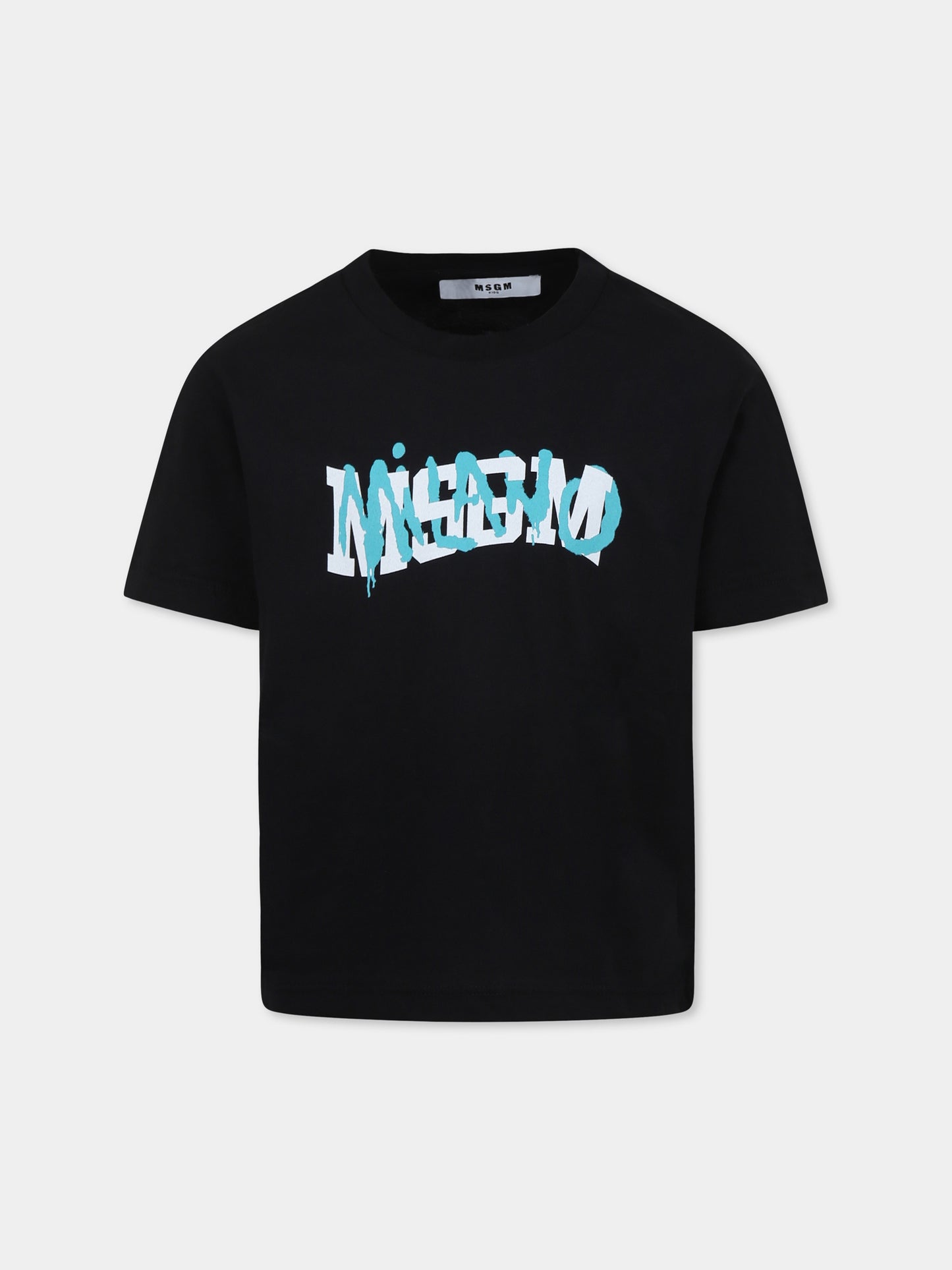 T-shirt noir pour garçon avec logo