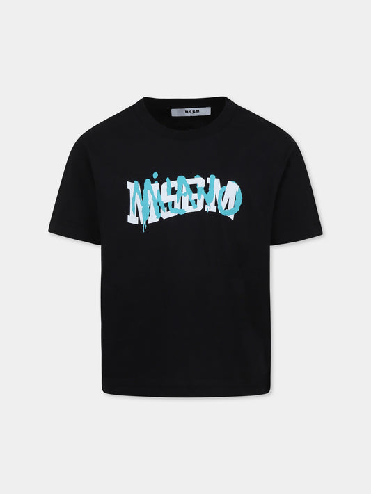 T-shirt noir pour garçon avec logo
