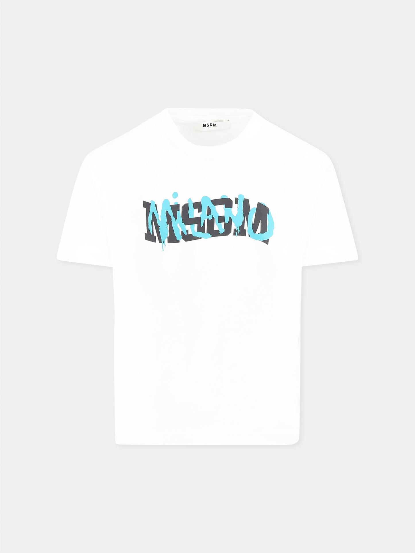 T-shirt blanc pour garçon avec logo