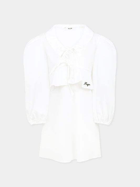 Robe blanche pour fille avec logo