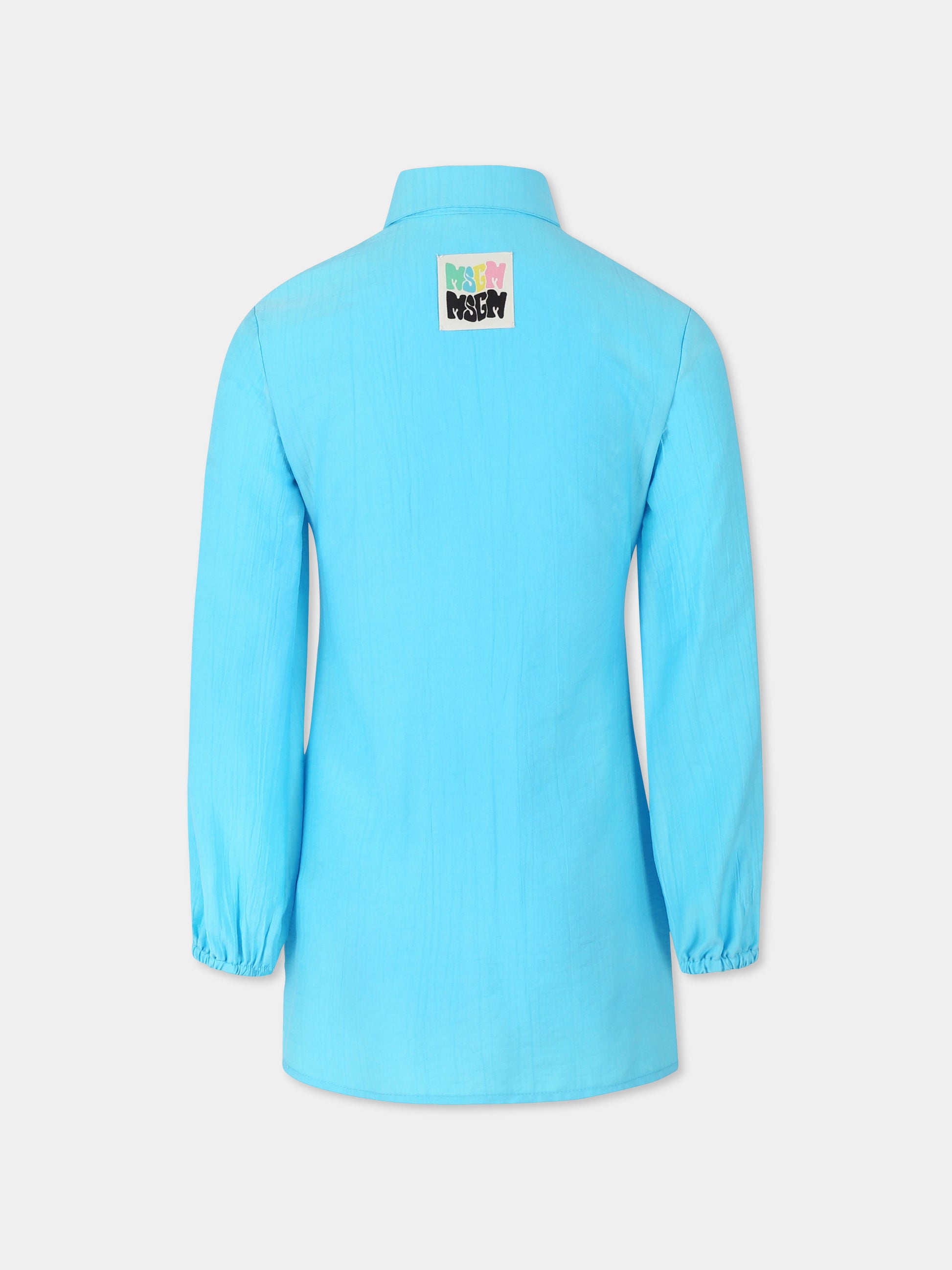 Vestito azzurro per bambina con logo,Msgm Kids,S5MSJGDR147 MS005