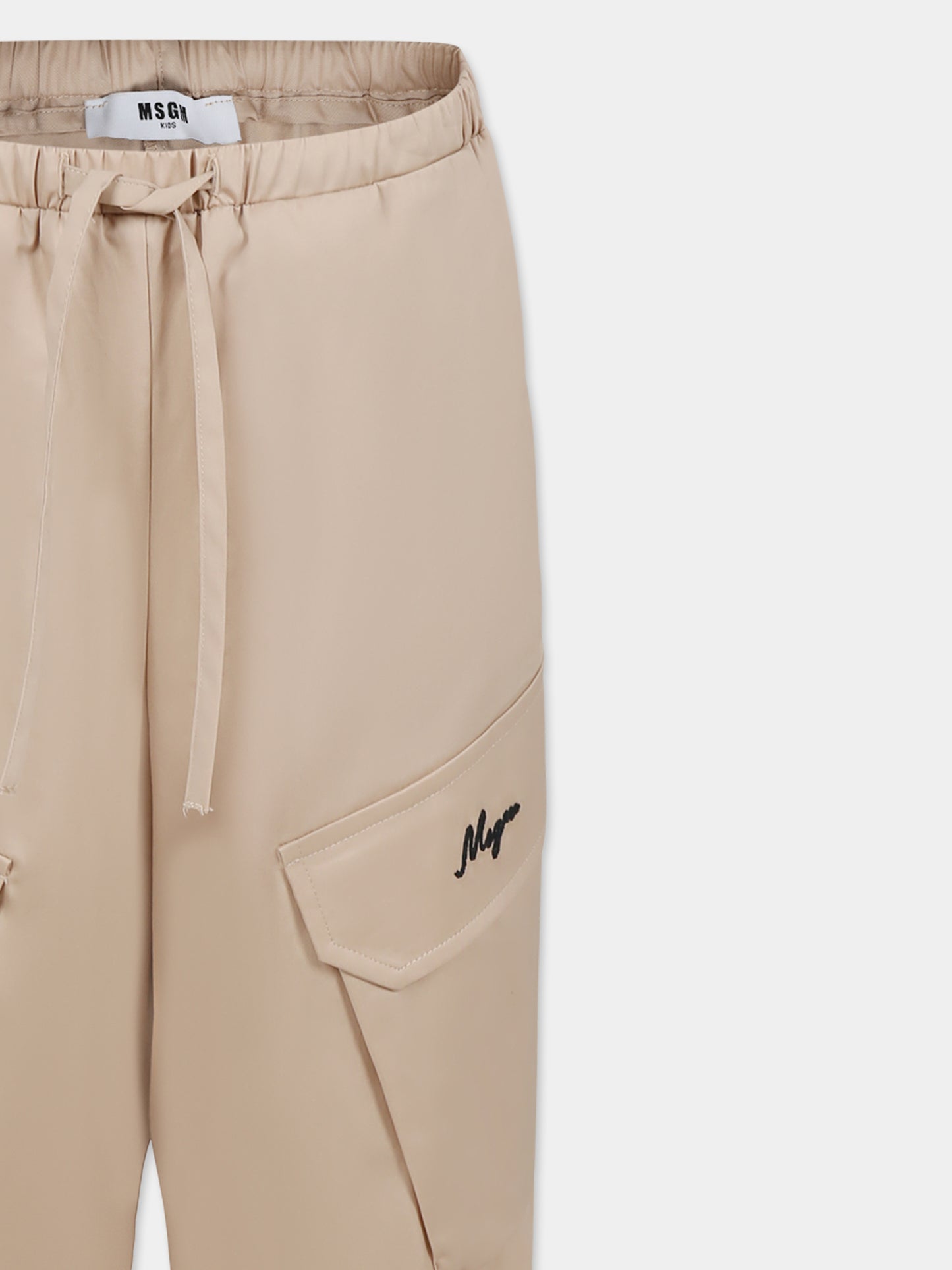 Pantalon beige pour fille avec logo