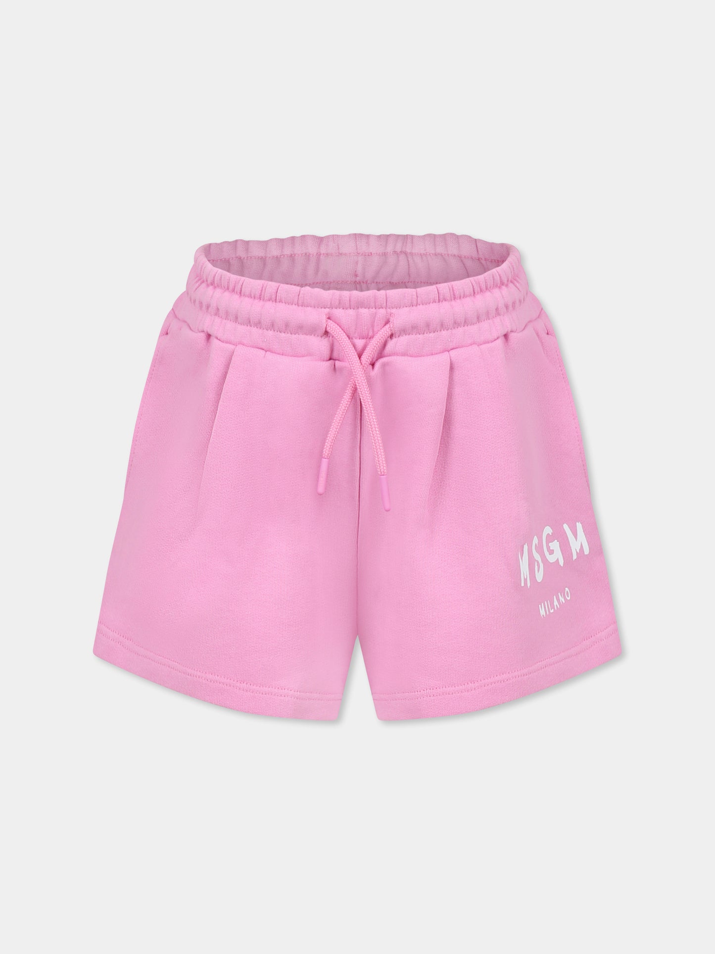 Shorts rosa per bambina con logo,Msgm Kids,S5MSJGSH092 MS003