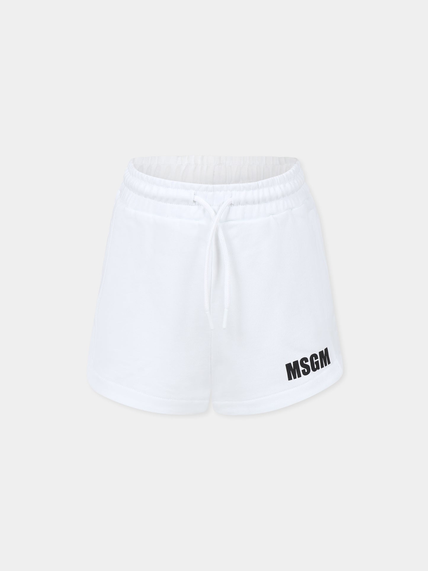 Shorts bianchi per bambina con logo,Msgm Kids,S5MSJGSH095 001