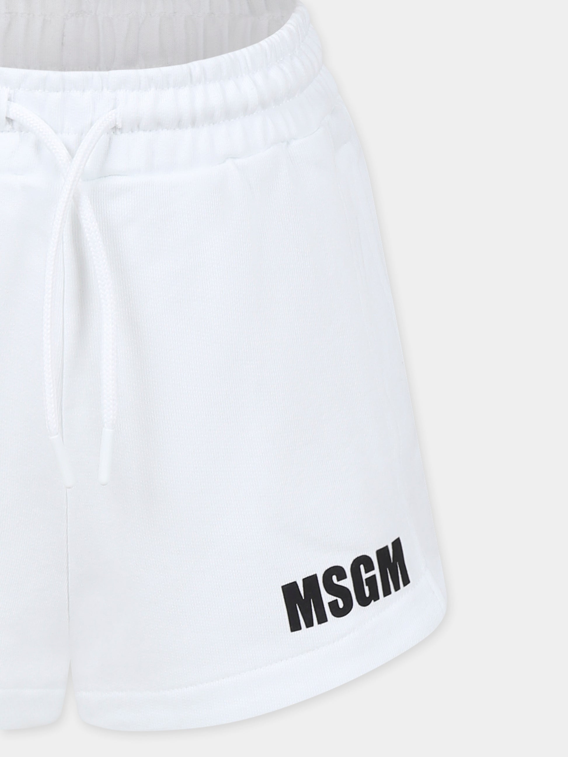 Shorts bianchi per bambina con logo,Msgm Kids,S5MSJGSH095 001