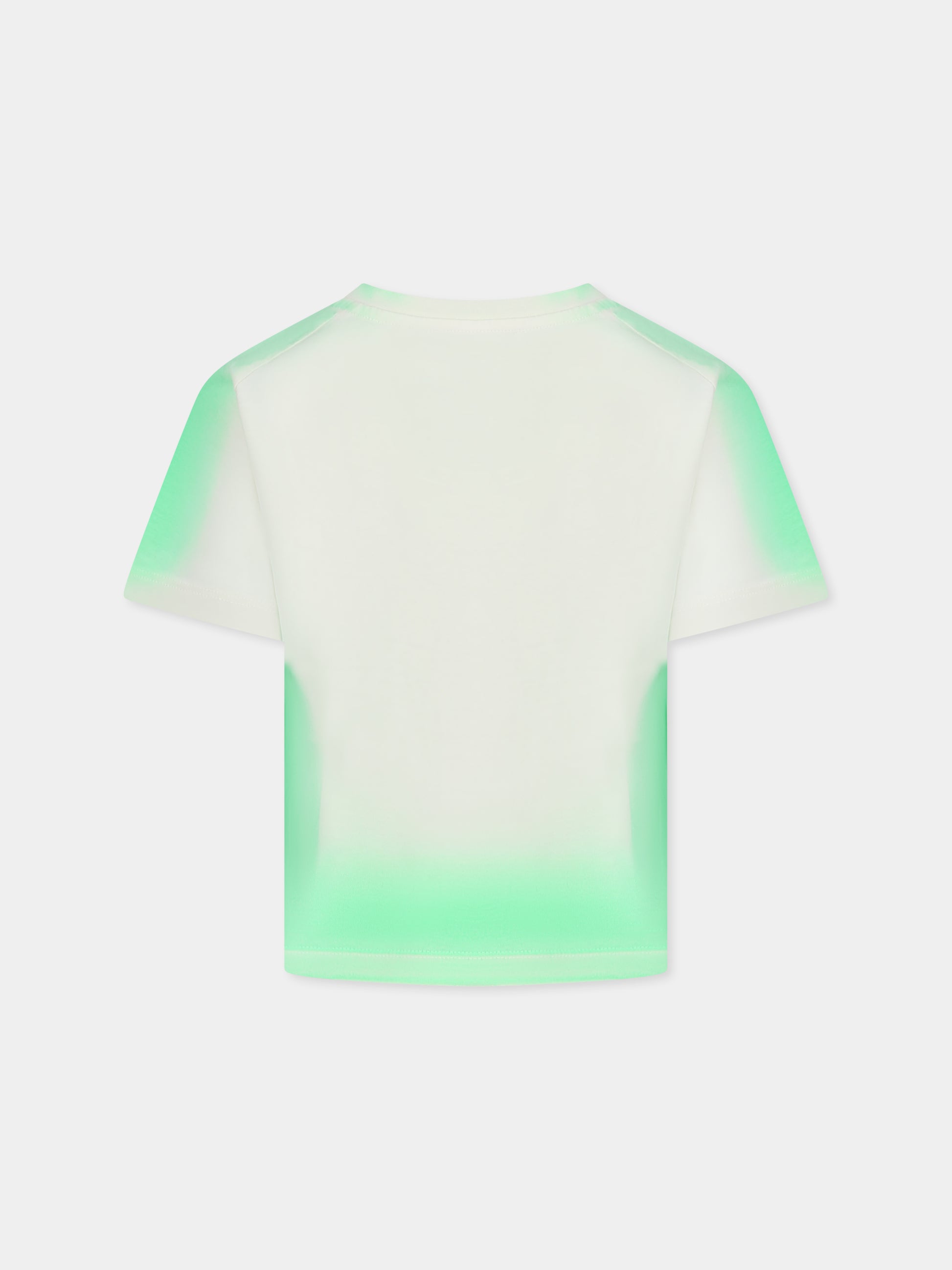 T-shirt verde per bambina con logo,Msgm Kids,S5MSJGTH304 MS006