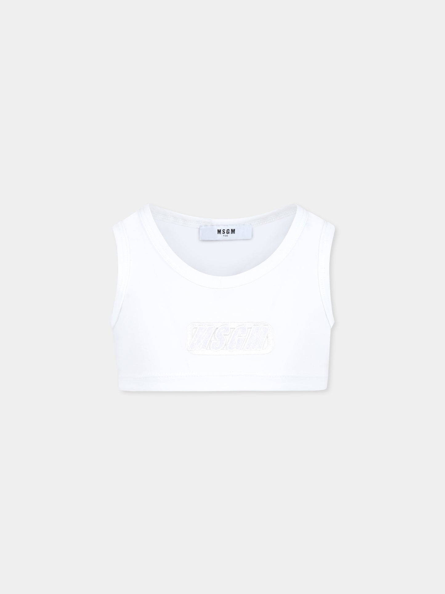 Débardeur blanc pour fille avec logo