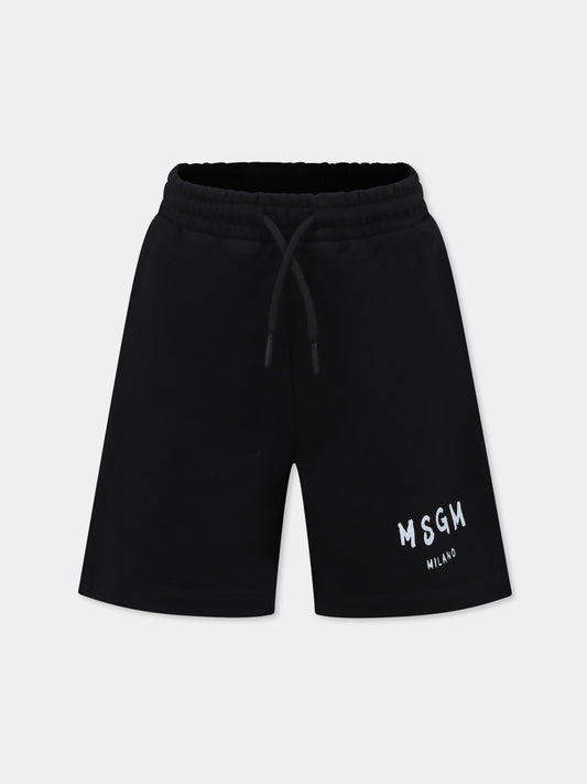 Shorts neri per bambini con logo,Msgm Kids,S5MSJUBE070 110