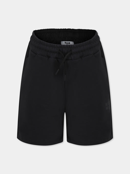 Shorts neri per bambini con logo,Msgm Kids,S5MSJUBE173 110