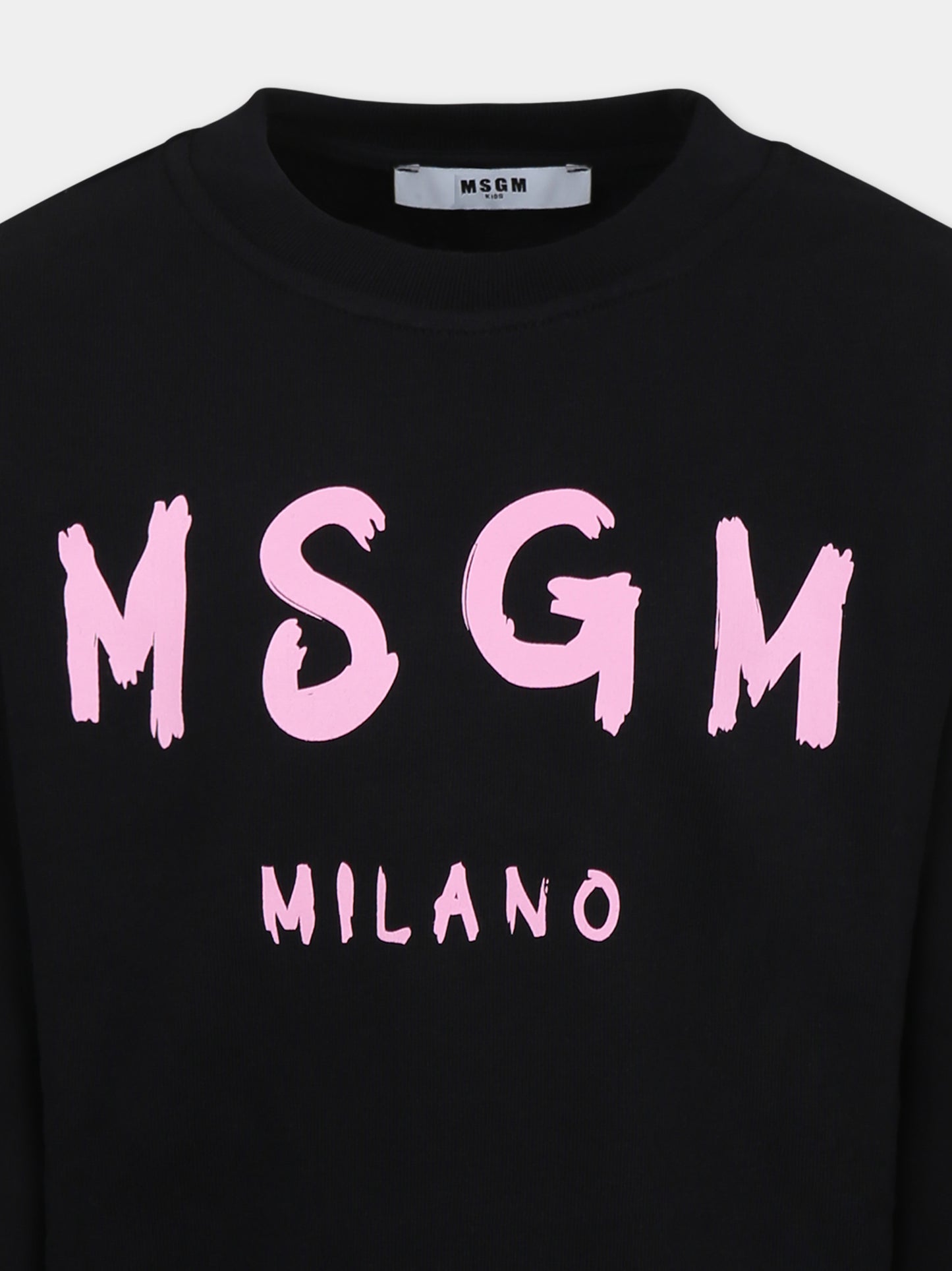 Felpa nera per bambina con logo,Msgm Kids,S5MSJUSW050 110/75