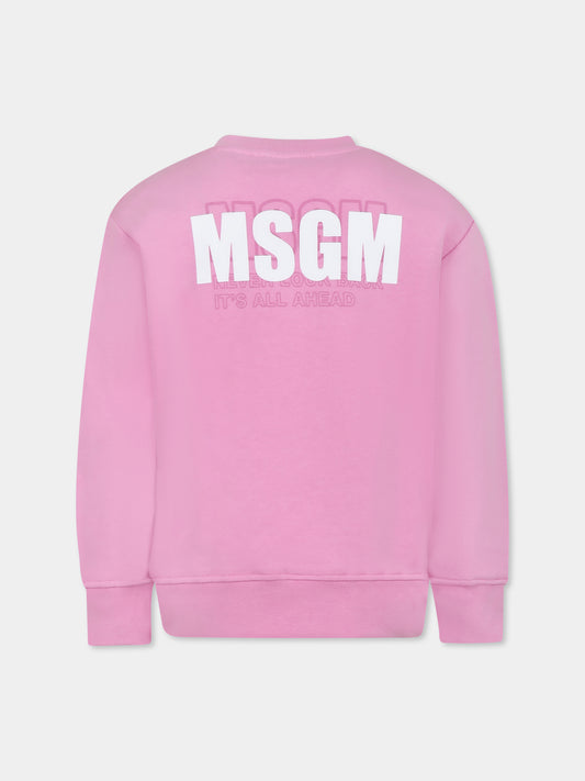 Sweat rose pour fille avec logo