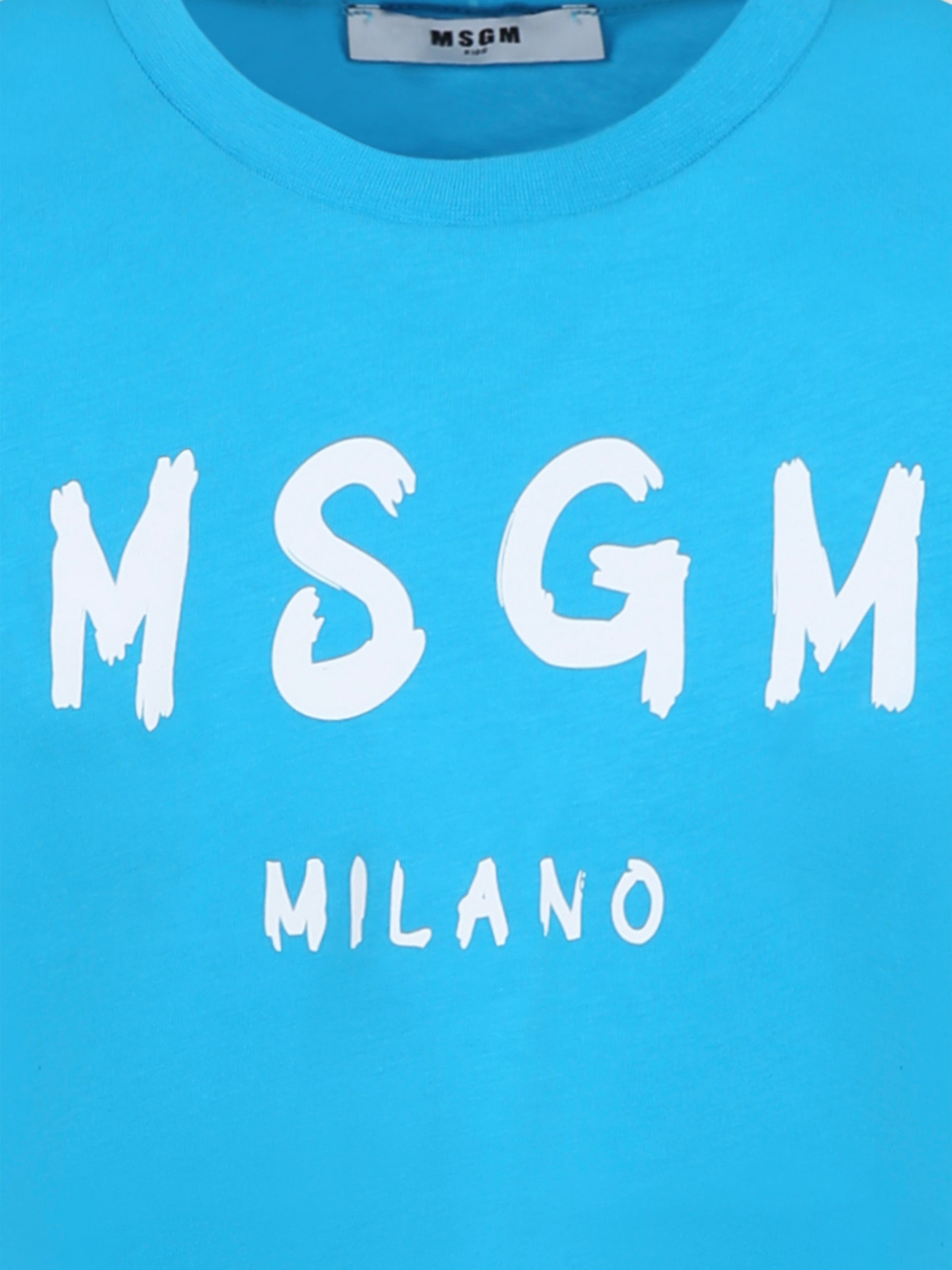 T-shirt azzurra per bambini con logo,Msgm Kids,S5MSJUTH063 MS011