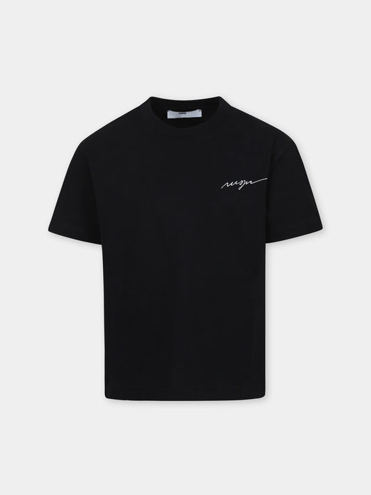 T-shirt noir pour garçon avec logo