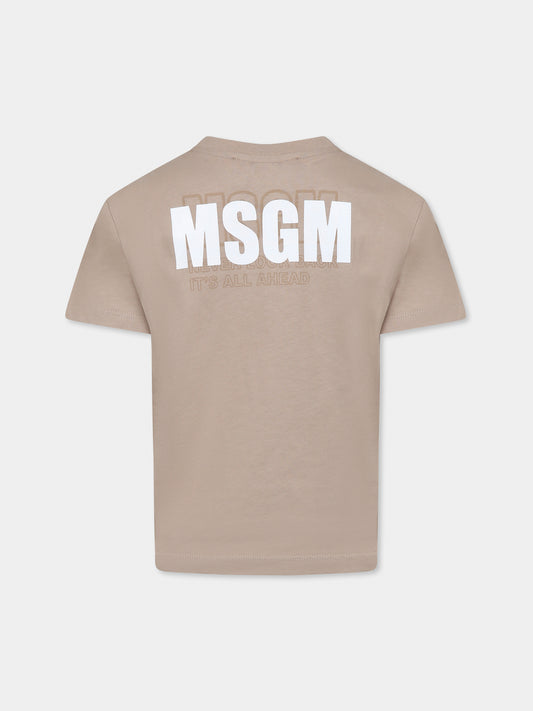 T-shirt beige pour enfants avec logo
