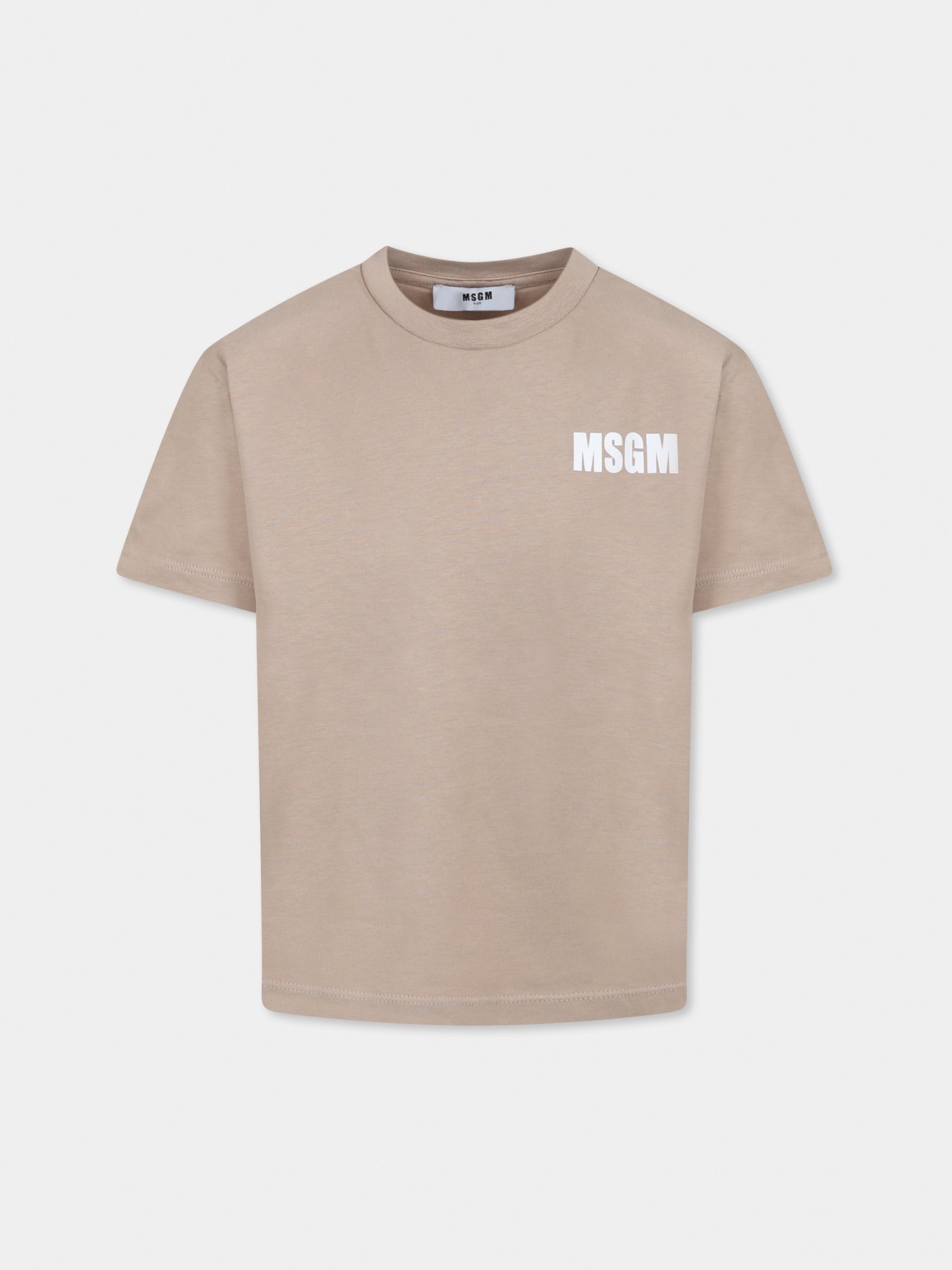 T-shirt beige pour enfants avec logo