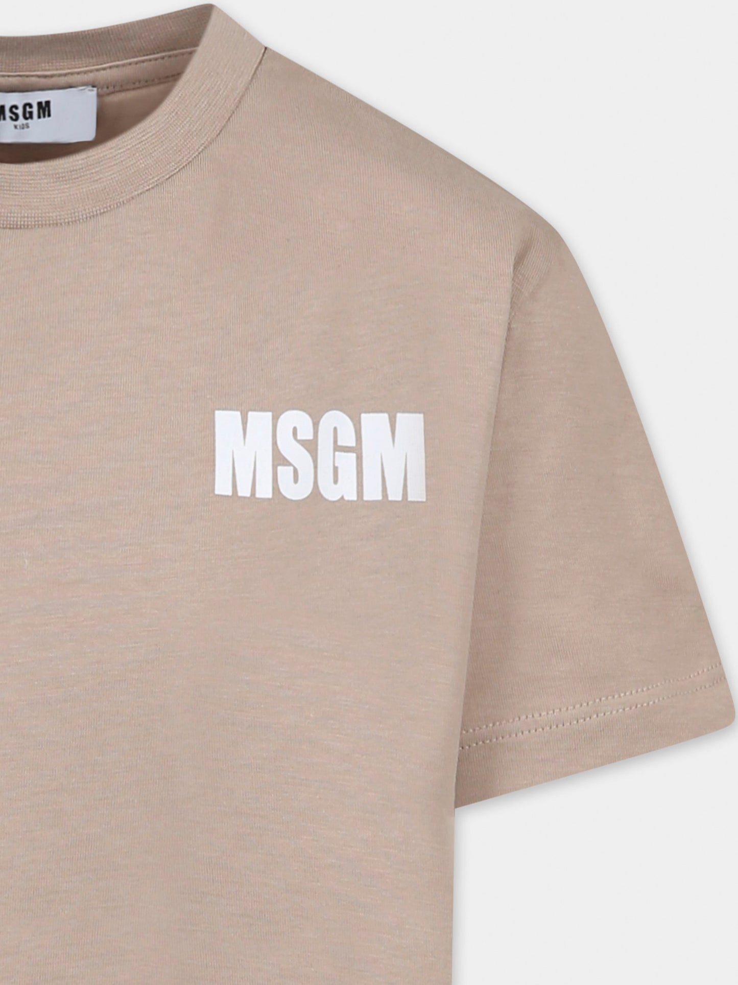 T-shirt beige pour enfants avec logo