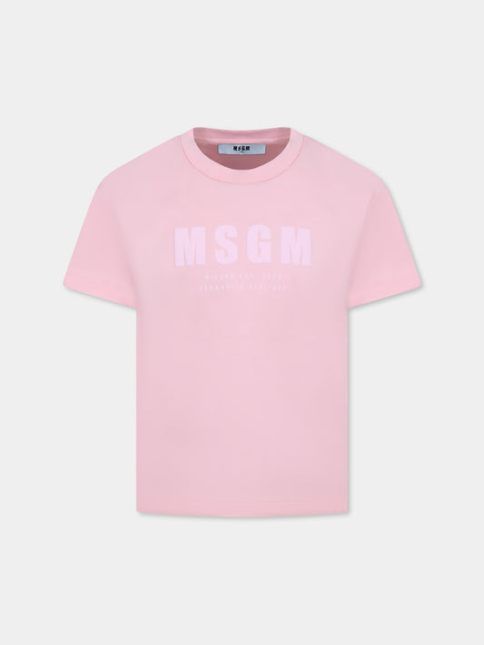 T-shirt rose pour fille avec logo