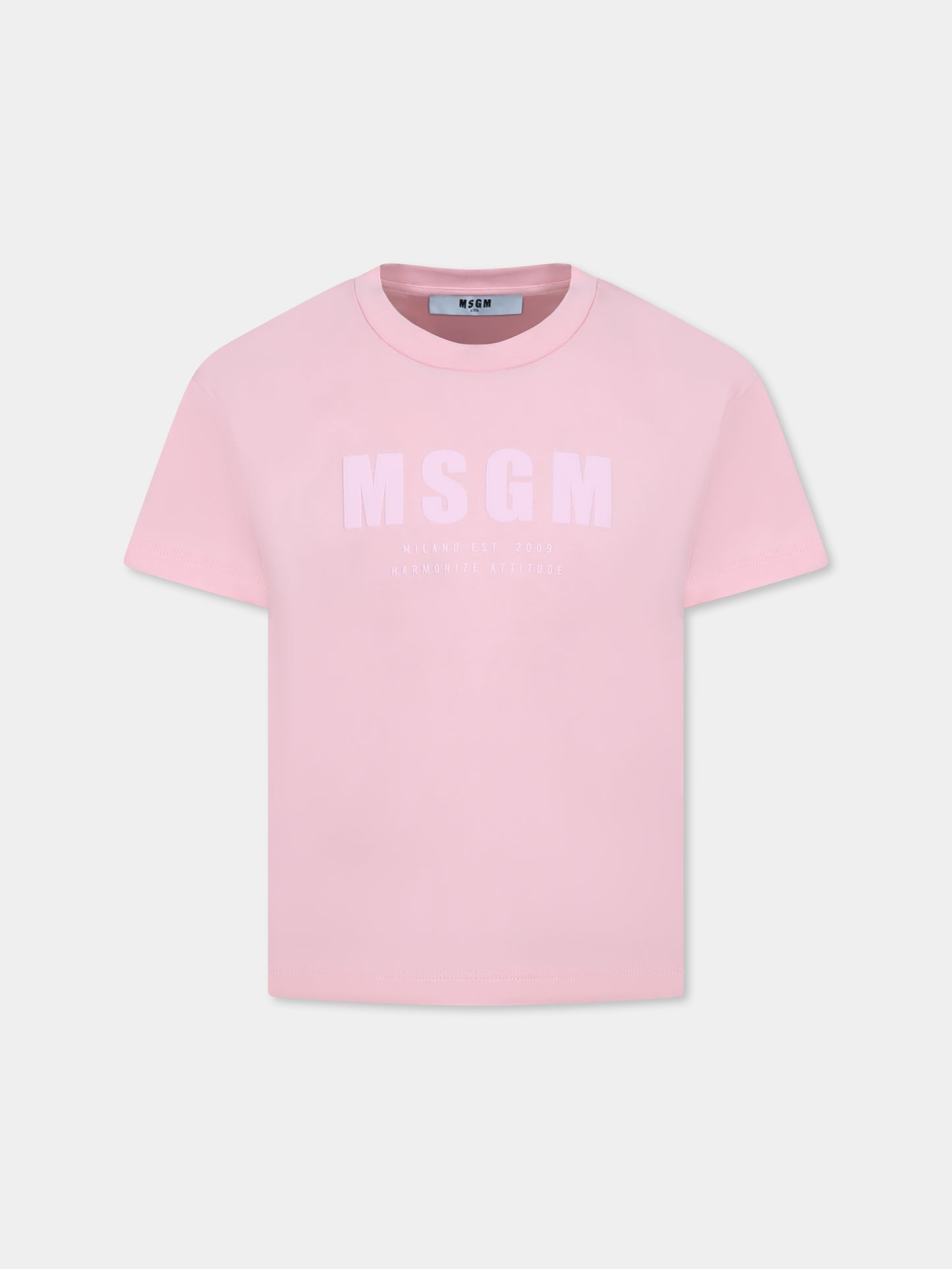 T-shirt rose pour fille avec logo