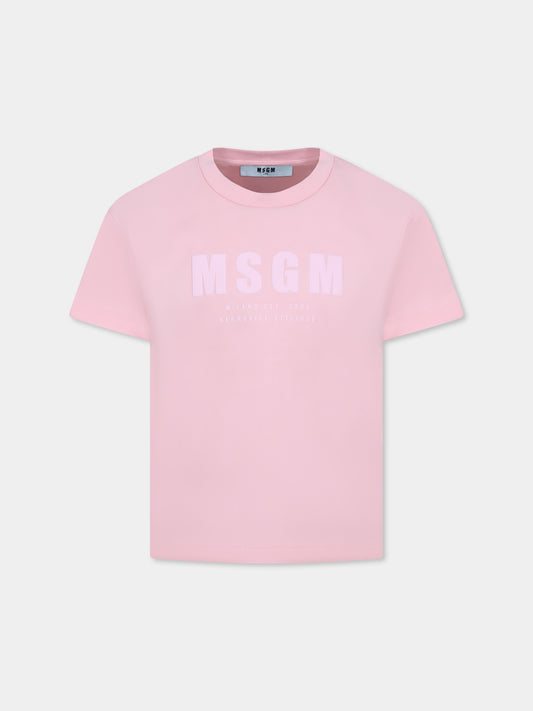 T-shirt rose pour fille avec logo