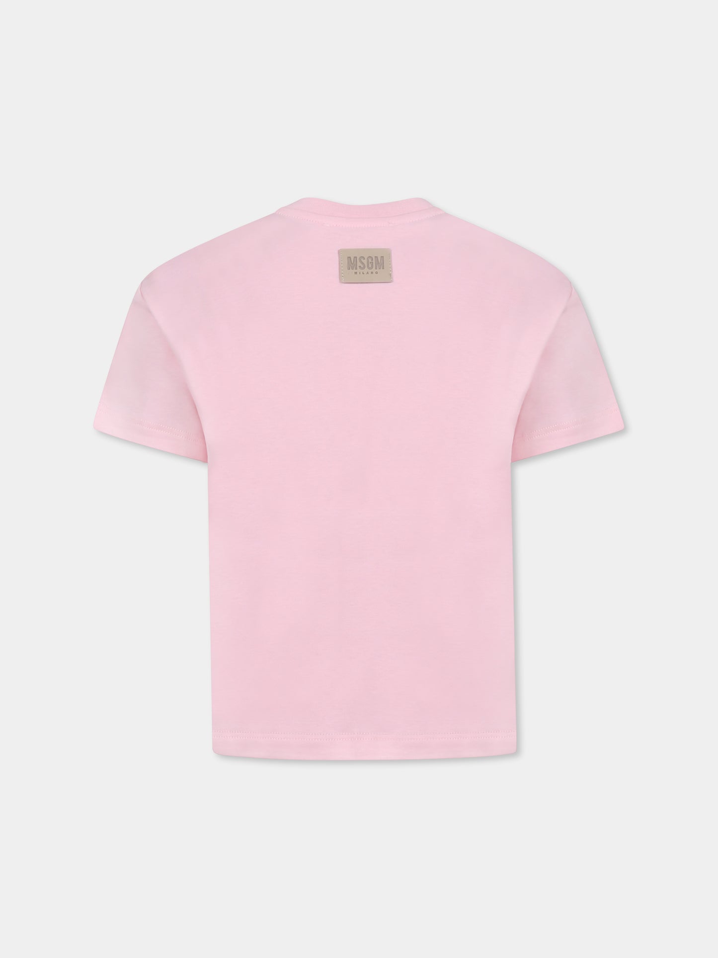 T-shirt rose pour fille avec logo