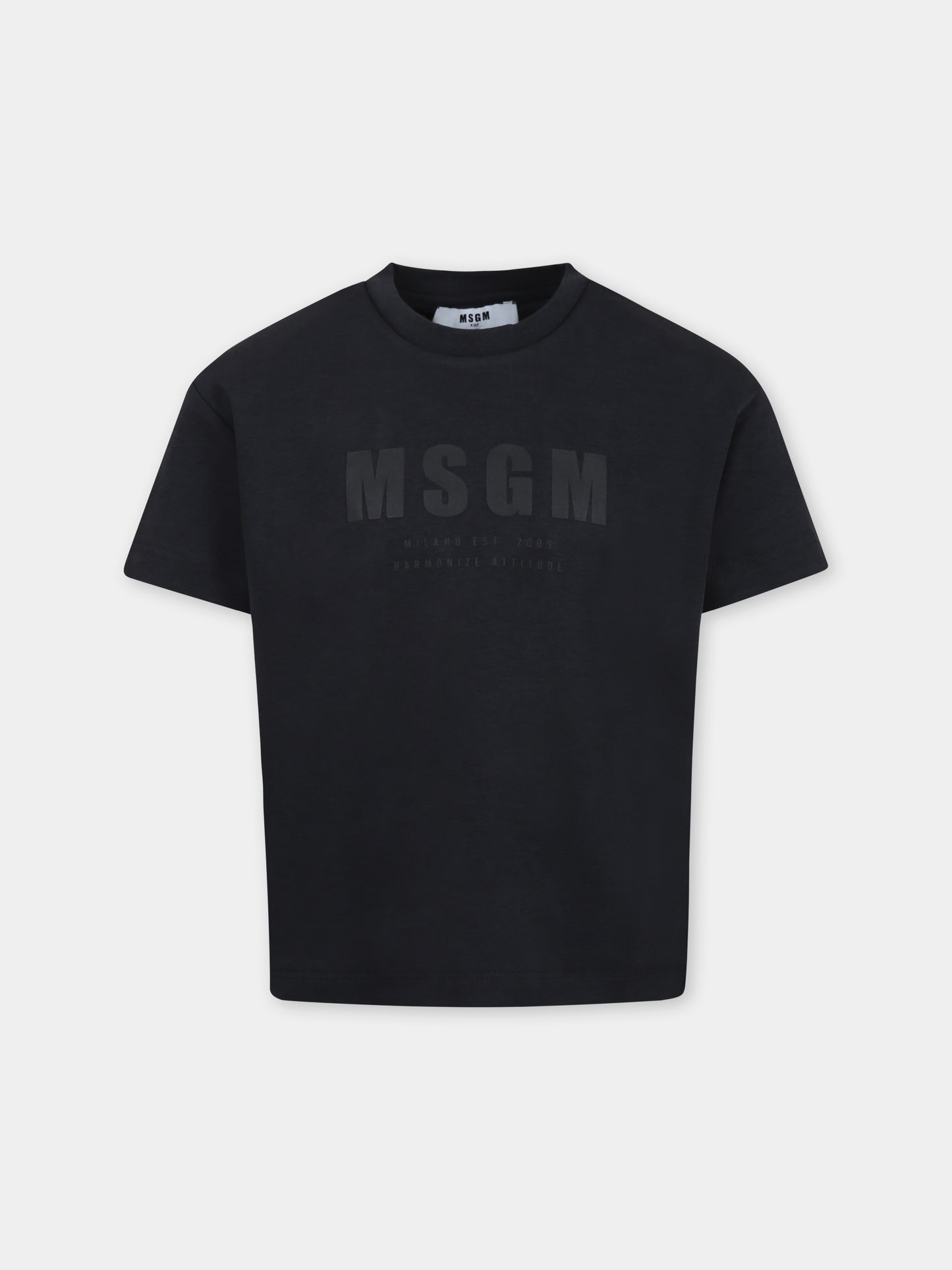 T-shirt nera per bambini con logo,Msgm Kids,S5MSJUTH170 110