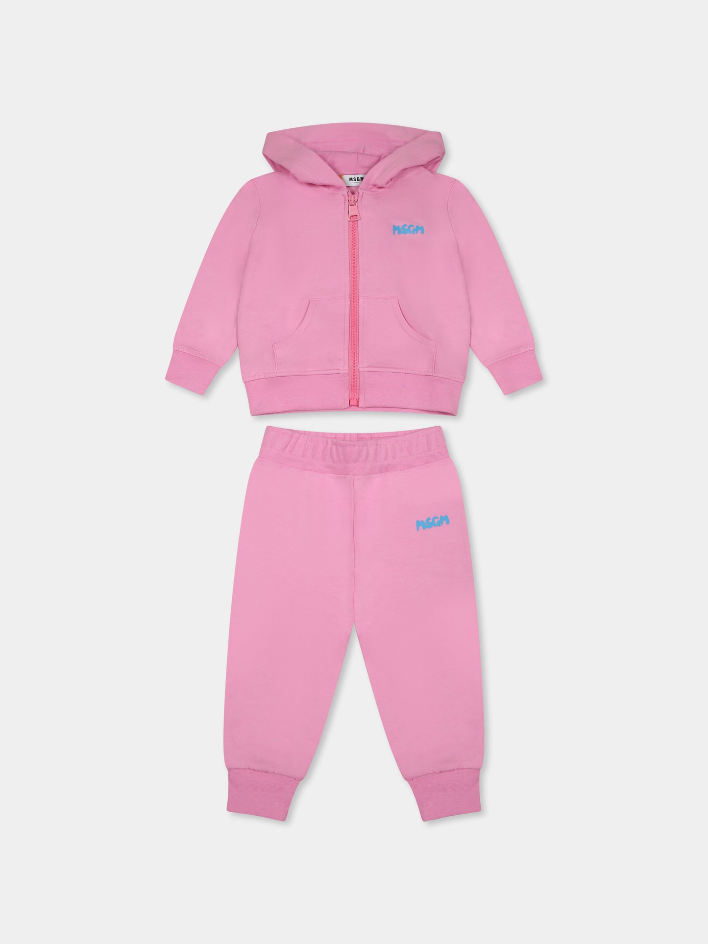 Completo rosa per neonata con logo,Msgm Kids,S5MSUNSF302 MS003