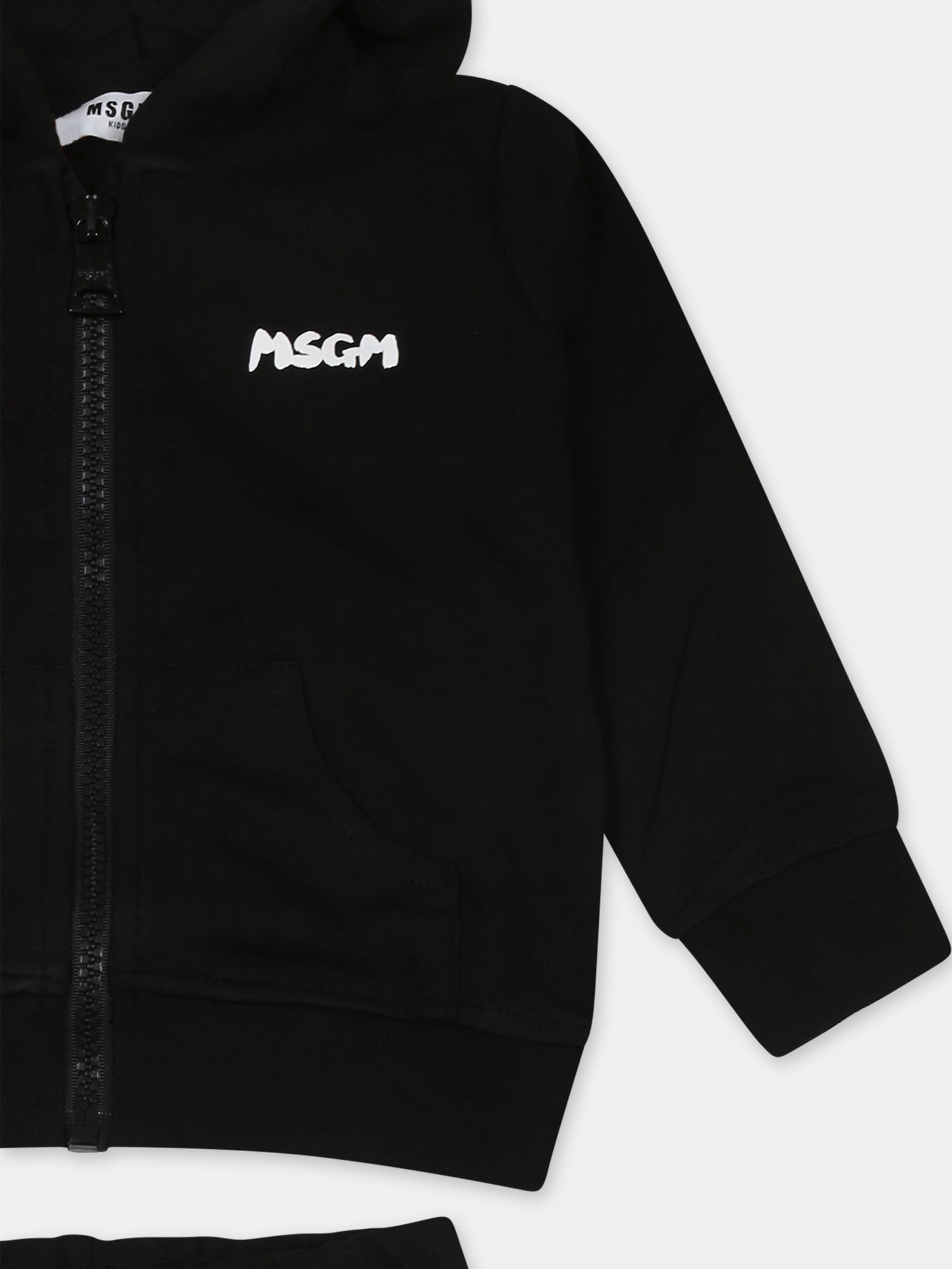 Completo nero per neonati con logo,Msgm Kids,S5MSUNSF302 110