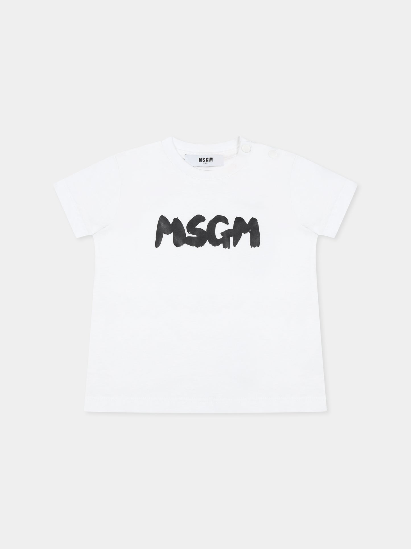 T-shirt bianca per neonati con logo,Msgm Kids,S5MSUNTH310 001