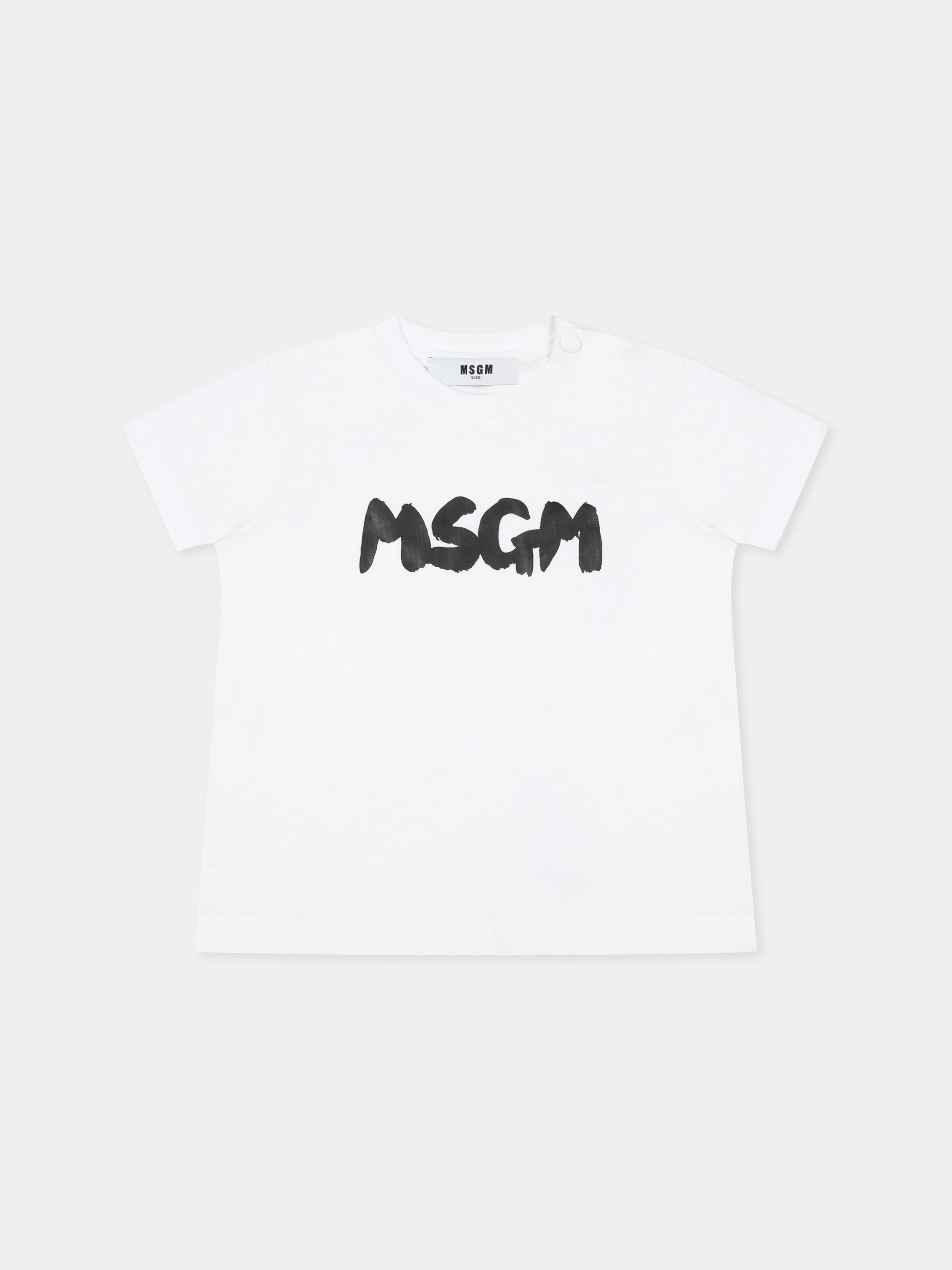 T-shirt bianca per neonati con logo,Msgm Kids,S5MSUNTH310 001