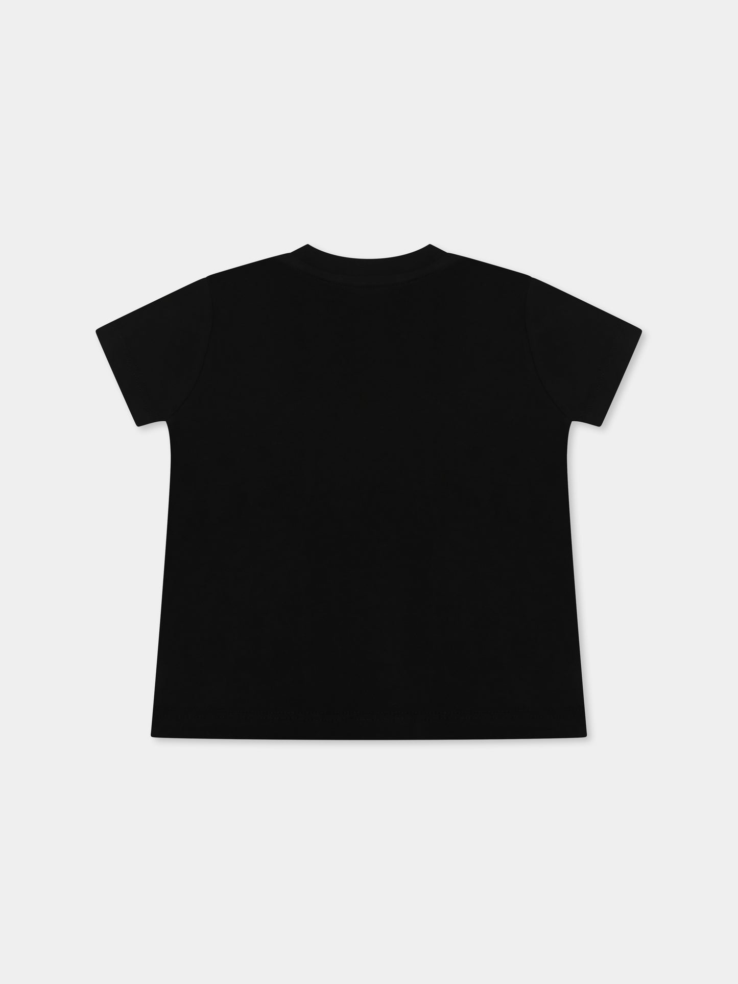 T-shirt nera per neonati con logo,Msgm Kids,S5MSUNTH310 110