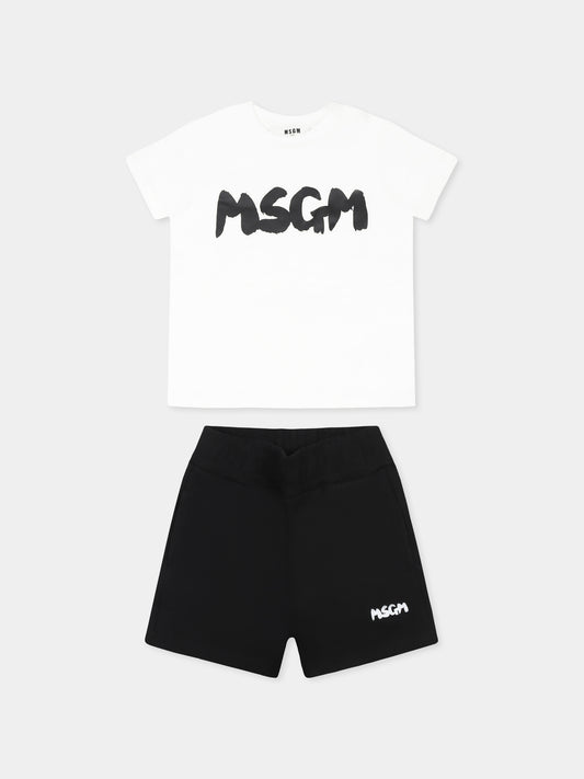 Completo nero per neonati con logo,Msgm Kids,S5MSUNTR315 001/01