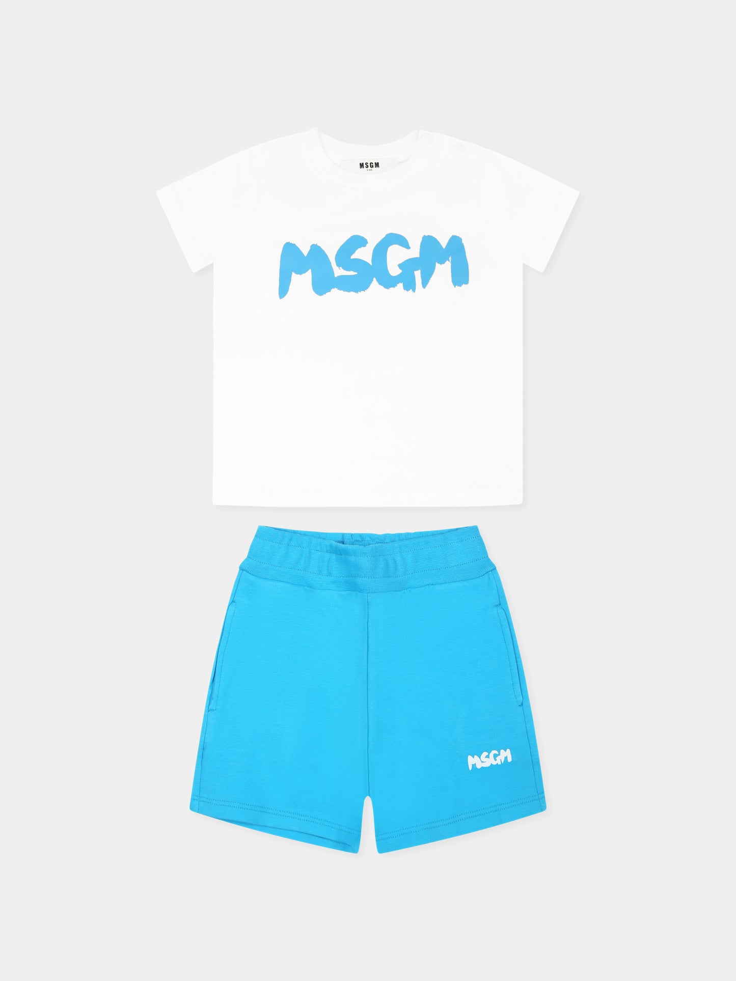 Completo azzurro per neonati con logo,Msgm Kids,S5MSUNTR315 MS018