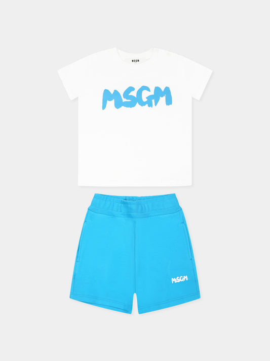Completo azzurro per neonati con logo,Msgm Kids,S5MSUNTR315 MS018