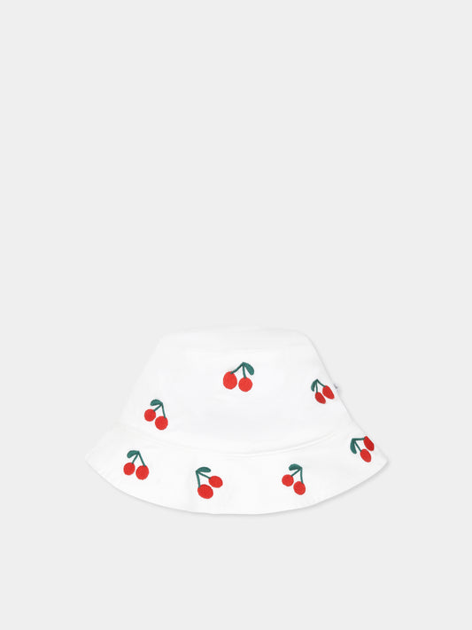 Cloche bianca per neonata con ciligie all over,Stella Mccartney Kids,TW0007 Z2764 101EM