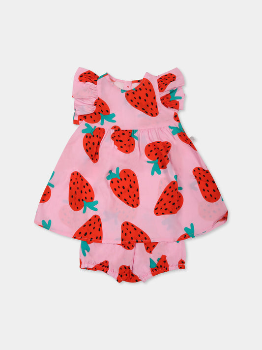 Vestito rosa per neonata con fragole,Stella Mccartney Kids,TW1062 Z2784 51CMC