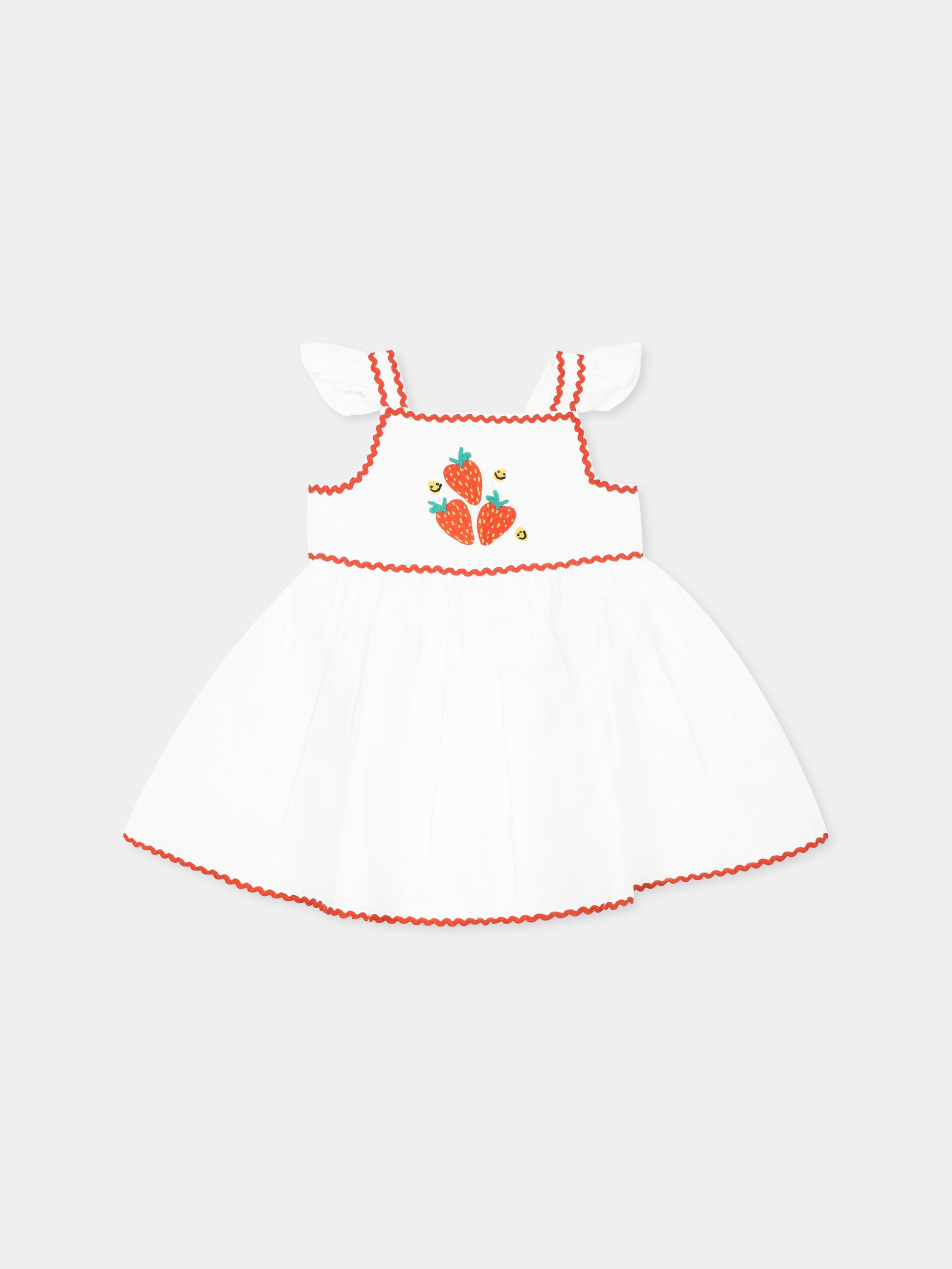 Vestito bianco per neonata con fragole,Stella Mccartney Kids,TW1072 Z0138 101