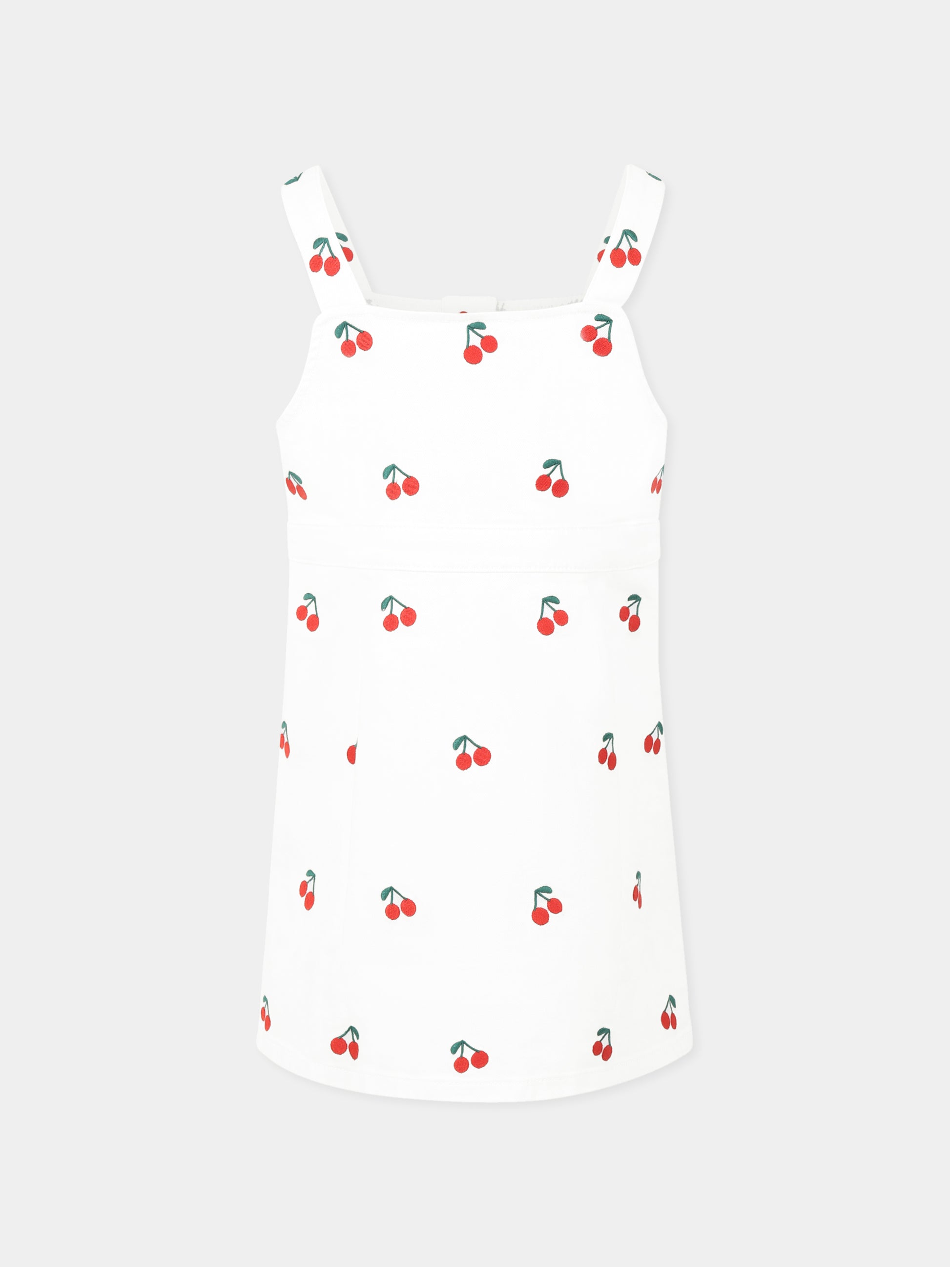 Salopette bianca per bambina con ciliegie all over,Stella Mccartney Kids,TW1B82 Z2573 101EM