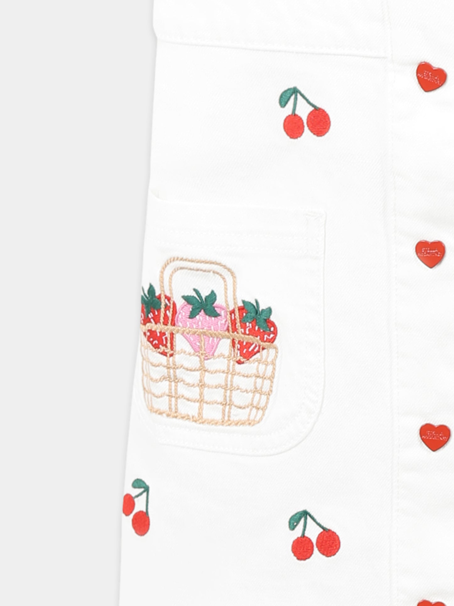 Salopette bianca per bambina con ciliegie all over,Stella Mccartney Kids,TW1B82 Z2573 101EM