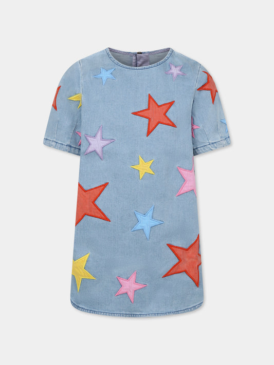 Vestito denim per bambina con stelle all over,Stella Mccartney Kids,TW1C51 Z0153 615