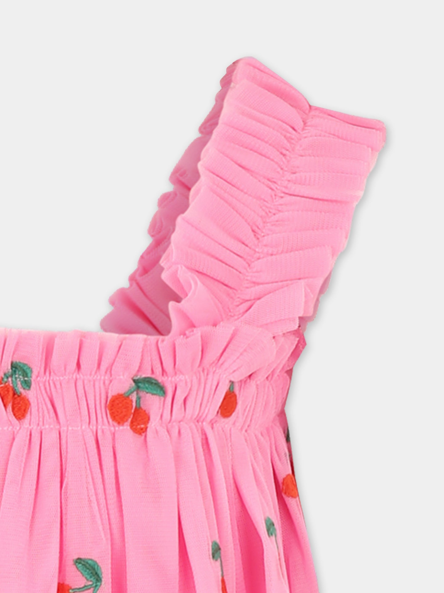 Vestito rosa per bambina con ciliegie all over,Stella Mccartney Kids,TW1D72 Z2611 552EM