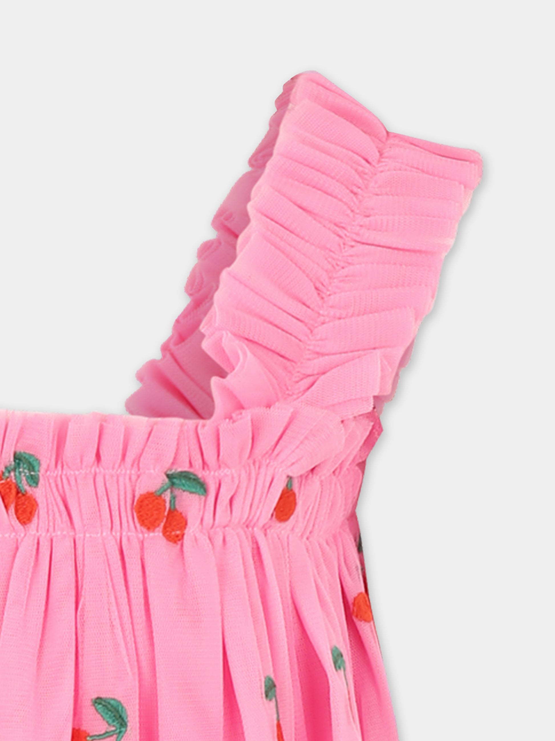 Vestito rosa per bambina con ciliegie all over,Stella Mccartney Kids,TW1D72 Z2611 552EM