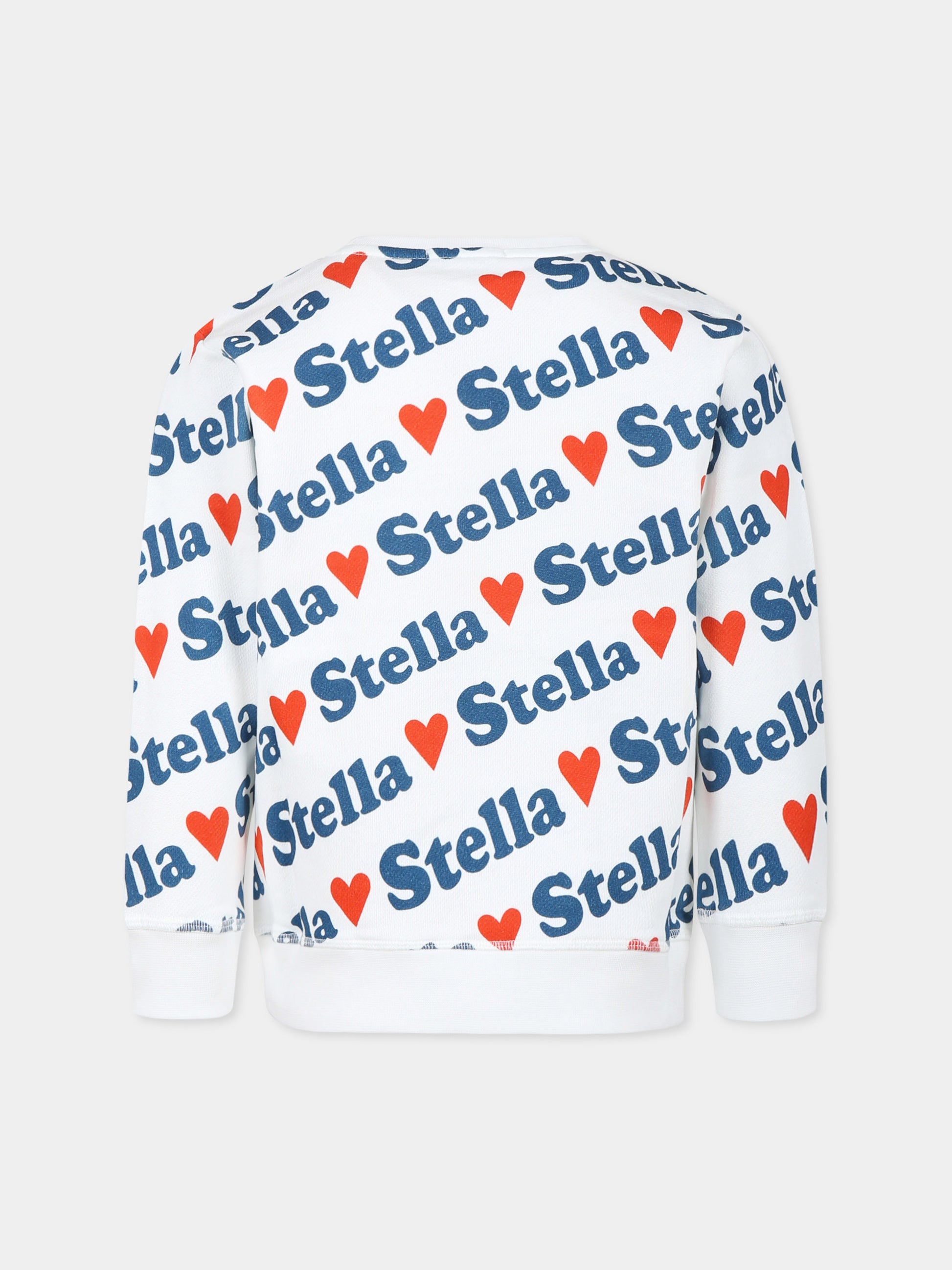 Felpa bianca per bambina con logo all over,Stella Mccartney Kids,TW4C40 Z2533 101MC