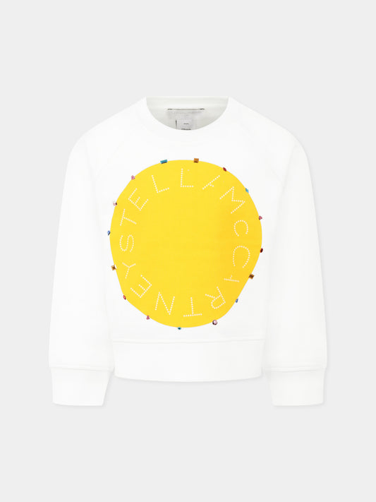 Felpa bianca per bambina con logo,Stella Mccartney Kids,TW4C90 Z0499 101