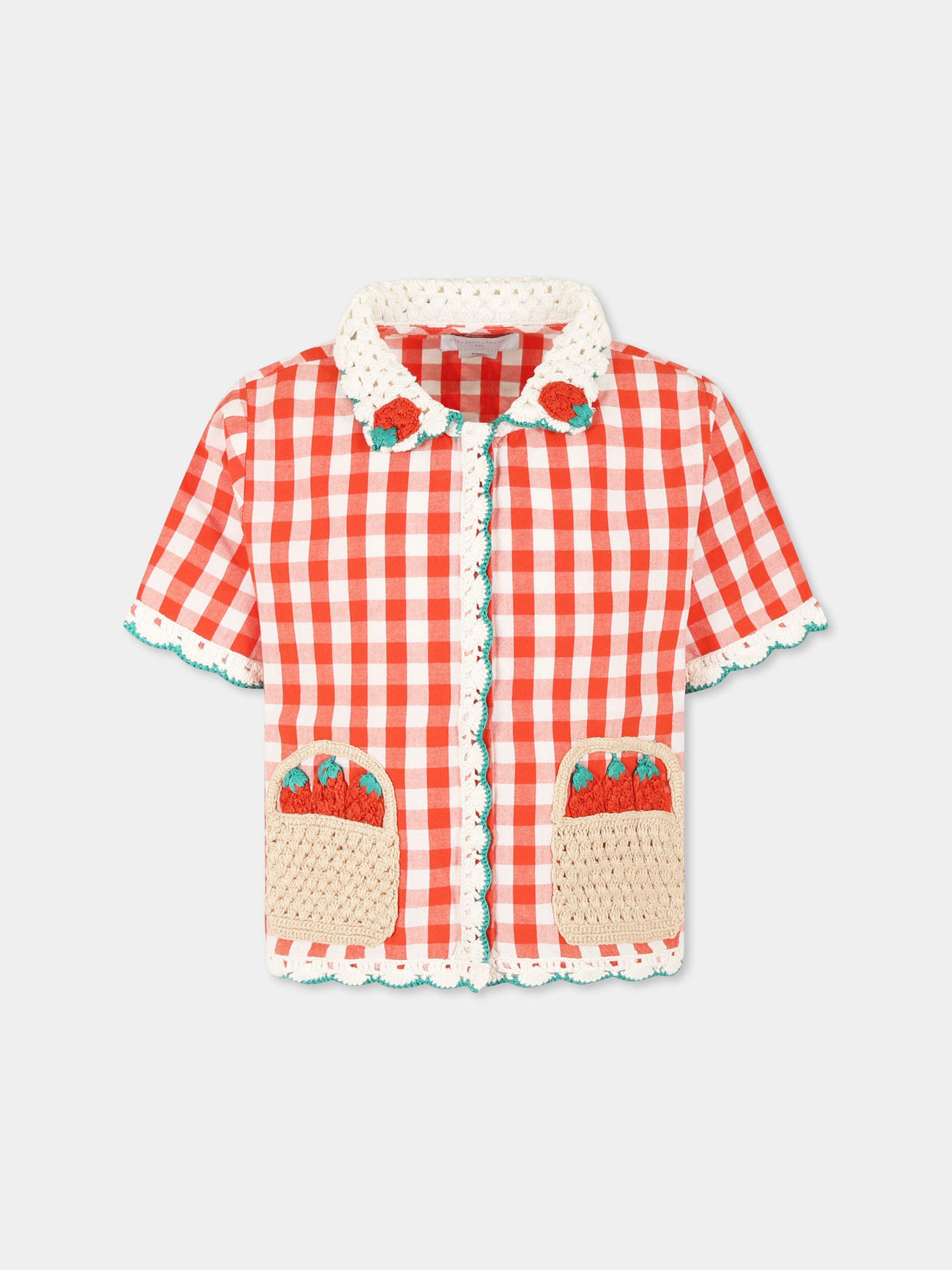 Camicia rossa per bambina con fragole,Stella Mccartney Kids,TW5A31 Z2596 421BC
