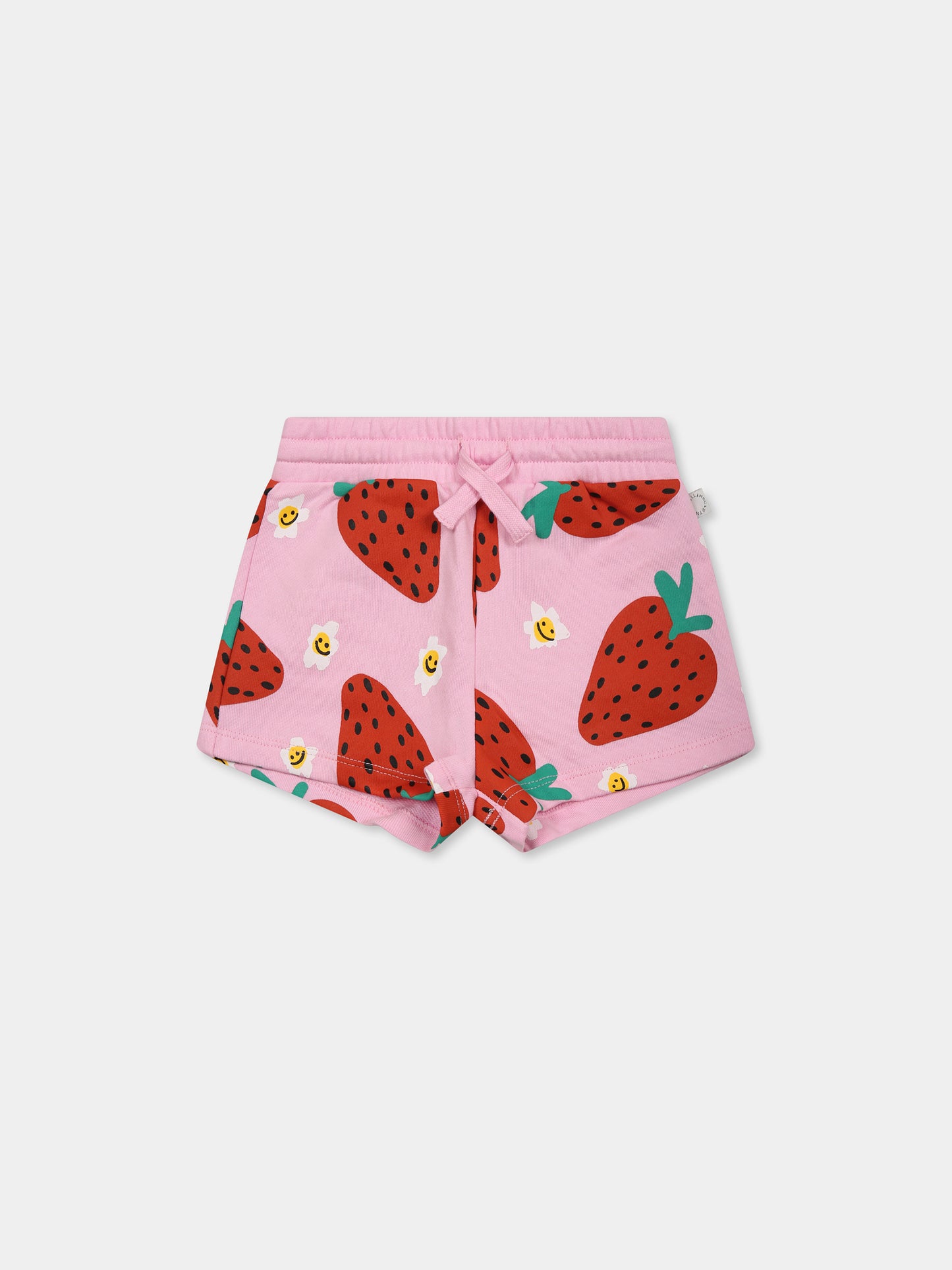 Short rose pour bébé fille avec imprimé fraise