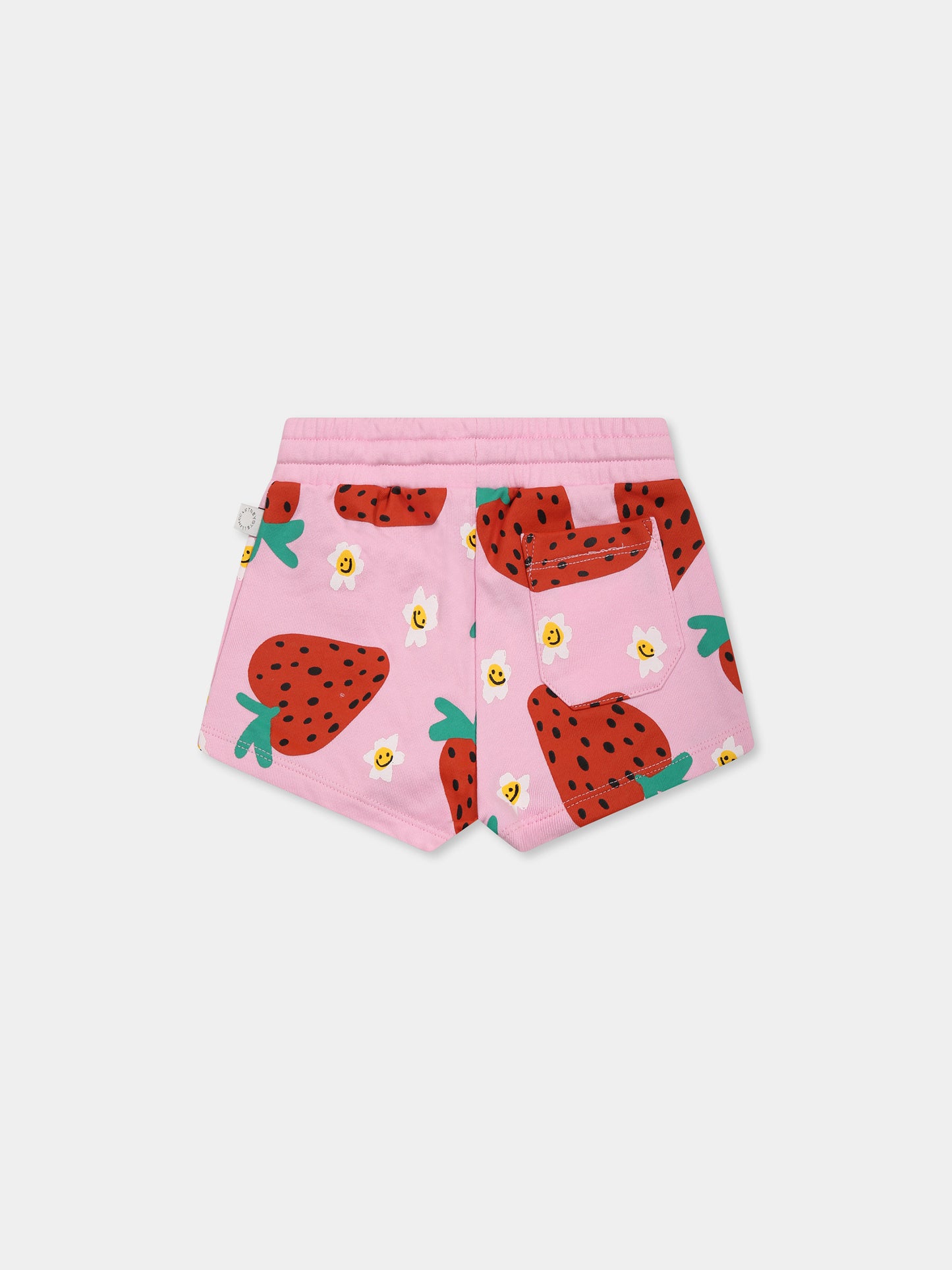 Short rose pour bébé fille avec imprimé fraise
