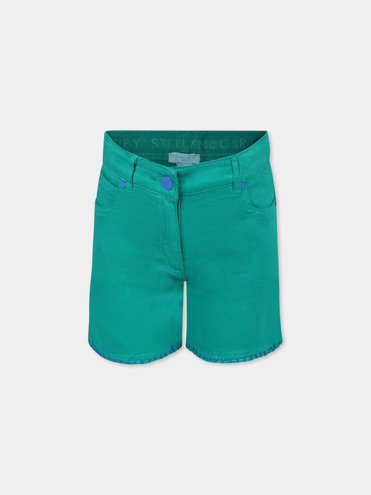 Short vert pour fille avec fraise