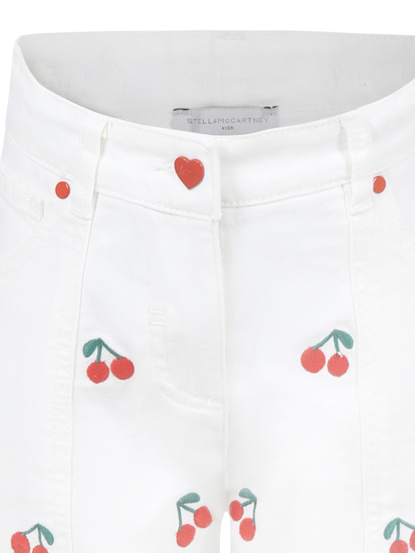 Jeans bianchi per bambina con ciliegie all over,Stella Mccartney Kids,TW6B80 Z2573 101EM