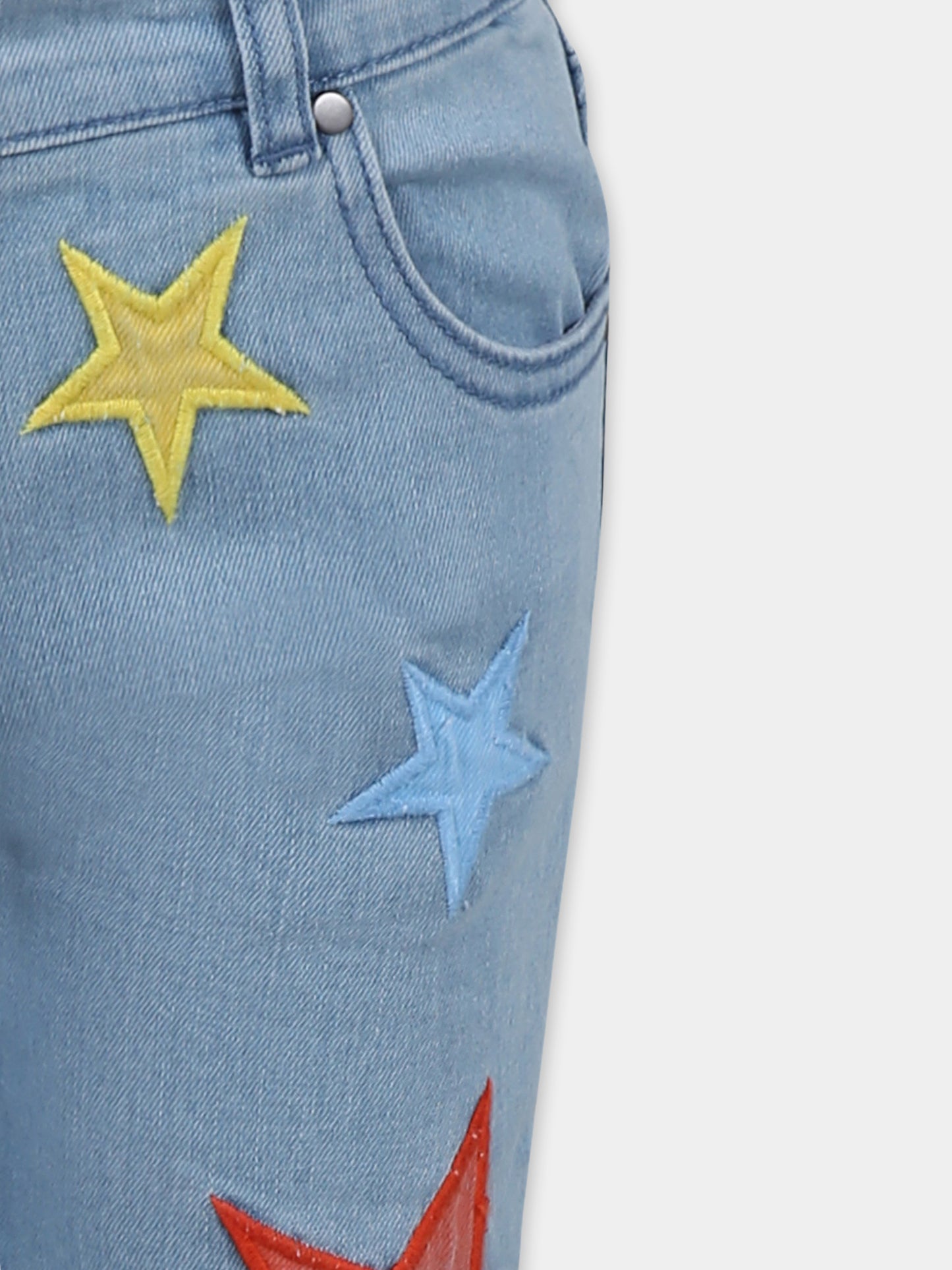 Jeans celesti per bambina con stelle colorate,Stella Mccartney Kids,TW6C80 Z0153 615