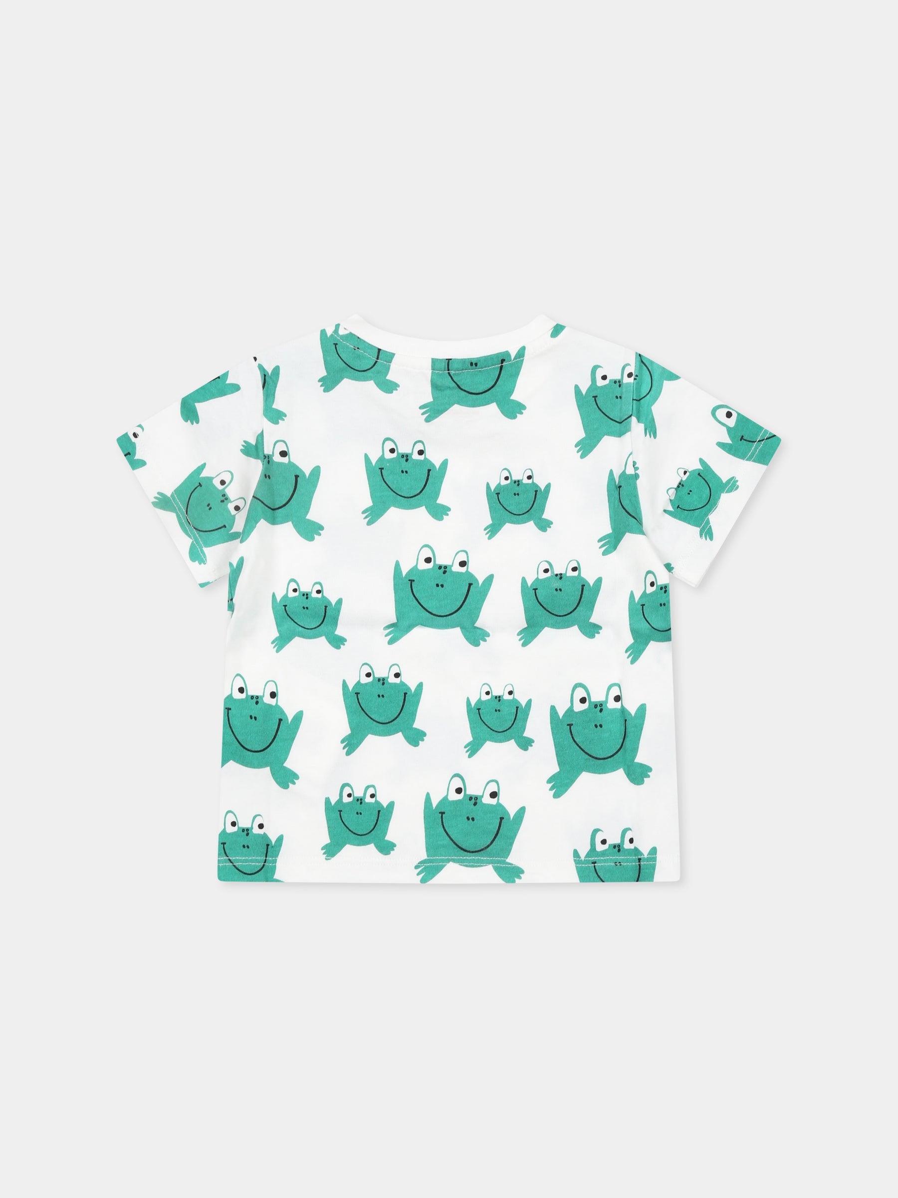 T-shirt bianca per neonato con rana all-over,Stella Mccartney Kids,TW8561 Z2722 101MC